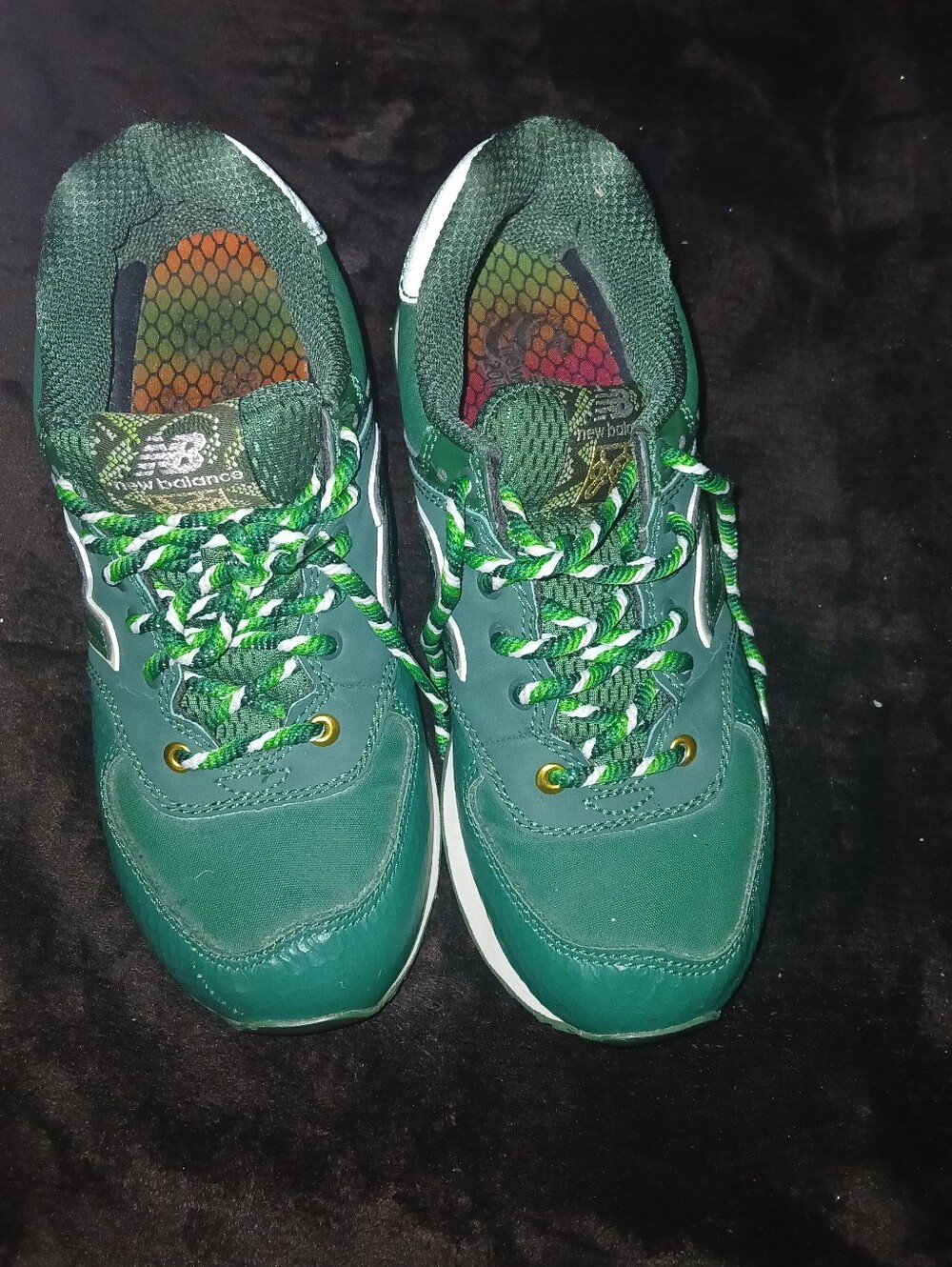 New Balance Kids Dark Green Laced Sneakers